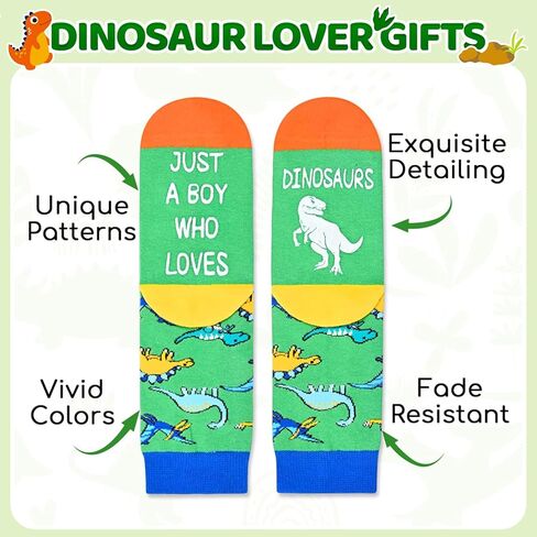 Dinosaur Ideas Gifts Socks for Boys - Dinosaur Socks for Boys Kids Socks 7-10 Years in Saudi Arabia