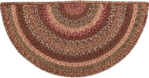VHC Brands Cider Mill Primitive Jute Red Striped Rug Half Circle Decor w/Floor Pad 16.5"x33" in Saudi Arabia