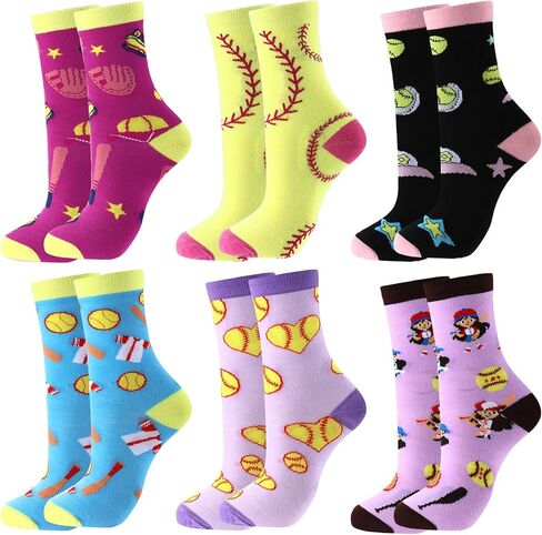 12 Pairs Volleyball Softball Socks for Women Funny Athletic Cotton Crew Socks Bulk Novelty Gifts for Team Player in Kuwait