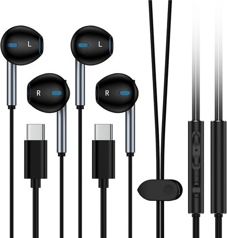 USB C Noise Canceling Earbuds with Microphone & Volume Control Earphones for iPhone 16 Pro Max/16, Type C Wired Earbud Semi in Ear Headphones for Samsung Galaxy S25 Ultra S24 FE S23 A56 Z Fold 7 in Kuwait