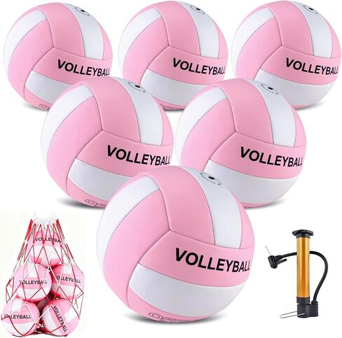 6 Pack Volleyballs Official Size 5, Waterproof Soft Bulk Recreational Volley Balls with Pump and Net Bag for Indoor Outdoor Beach Pool Water Sand Game Training Match for Beginner Teenager in Saudi Arabia