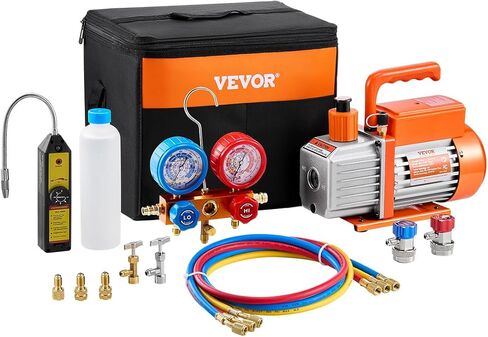 مضخة فراغ Vevor 4 CFM AC ومجموعة المقياس ، 1/3 حصان ، مضخة فراغ الهواء الدوارة ذات المرحلة الواحدة ، مجموعة مقياس تبريد A/C ، مع كاشف تسرب ، حقيبة حمل ، ل R134A R22 R410A برودات التبريد in Kuwait