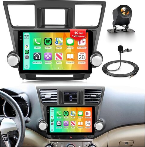 4G+64G Car Radio for Toyota Highlander 2008-2013 with Wireless CarPlay Android Auto, 10.1 Inch Touchscreen Android Car Stereo with GPS Navigation WiFi SWC Bluetooth FM RDS 32EQ Backup Camera in Saudi Arabia