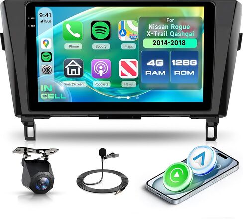 4G 64G Android Car Stereo لـ Nissan Rogue X-Trail Qashqai 2014-2018 Wireless Carplay Android Auto ، 10.1 '' ’’ ’’ ’Car Radio bluetooth link gps 5g wifi fm/rds dsp camera camera swc swc swc in Saudi Arabia