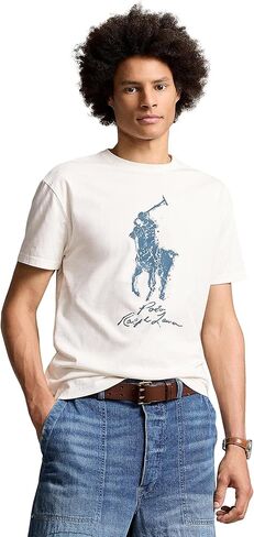 POLO RALPH LAUREN Mens Classic Fit Big Pony Jersey T-Shirt White 1 X-Large in Saudi Arabia