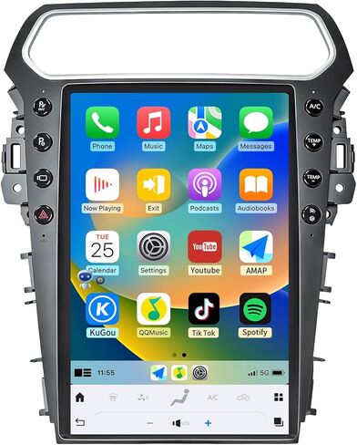 8core+64g لـ Ford Explorer Radio 2011-2019 ترقية ستيريو مع 12.1 بوصة على طراز Tesla شاشة Screen Pucky Support Wireless Carplay & Android Auto Original Car Carma 4G GPS SWC in Kuwait