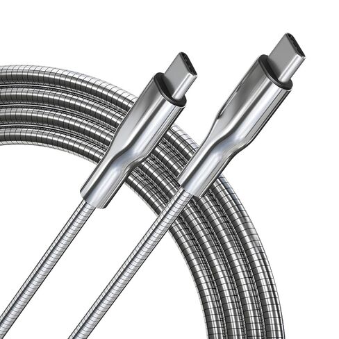 كابل USB-C المضفر المعدني إلى كابل USB-C 6.6 قدم ، 60 واط PD شحن ومزامنة البيانات السريعة ، Cat & Dog Proot Charger ، سلك شاحن غير قابل للتوترة خالية من التشابك لـ iPhone17/16/15 ، Galaxys24 ، بكسل ، MacBook in Kuwait