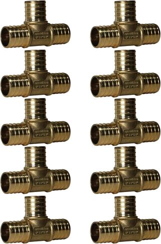 10 قطع XFITTING 1 بوصة × 1 بوصة × 1 بوصة PEX TEE - تركيبات تجعيد نحاسية (نحاس خالٍ من الرصاص) NSF، منفذ كامل in Kuwait