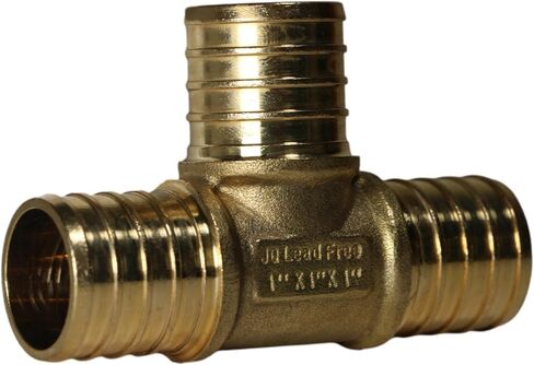 10 قطع XFITTING 1 بوصة × 1 بوصة × 1 بوصة PEX TEE - تركيبات تجعيد نحاسية (نحاس خالٍ من الرصاص) NSF، منفذ كامل in Kuwait