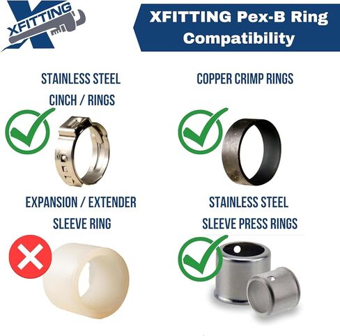 10 قطع XFITTING 1 بوصة × 1 بوصة × 1 بوصة PEX TEE - تركيبات تجعيد نحاسية (نحاس خالٍ من الرصاص) NSF، منفذ كامل in Kuwait