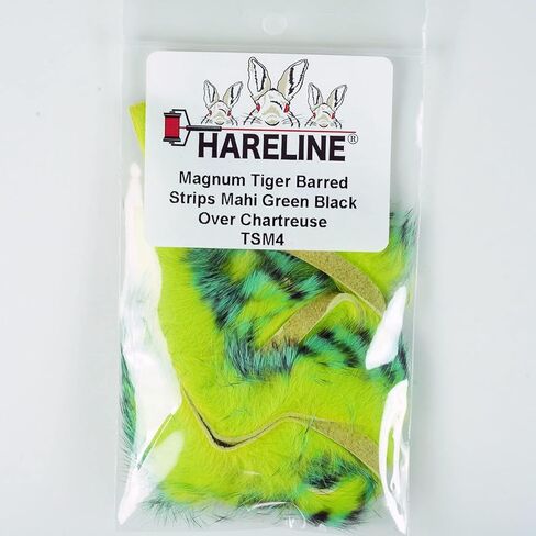 Hareline Magnum Tiger Barred Strips #14 Black Barred Chartreuse Over Fl Yellow in Saudi Arabia