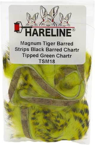Hareline Magnum Tiger Barred Strips #14 Black Barred Chartreuse Over Fl Yellow in Saudi Arabia