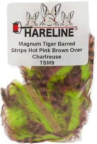 Hareline Magnum Tiger Barred Strips #14 Black Barred Chartreuse Over Fl Yellow in Saudi Arabia