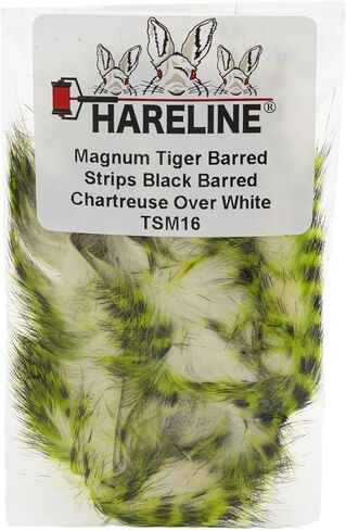 Hareline Magnum Tiger Barred Strips #14 Black Barred Chartreuse Over Fl Yellow in Saudi Arabia