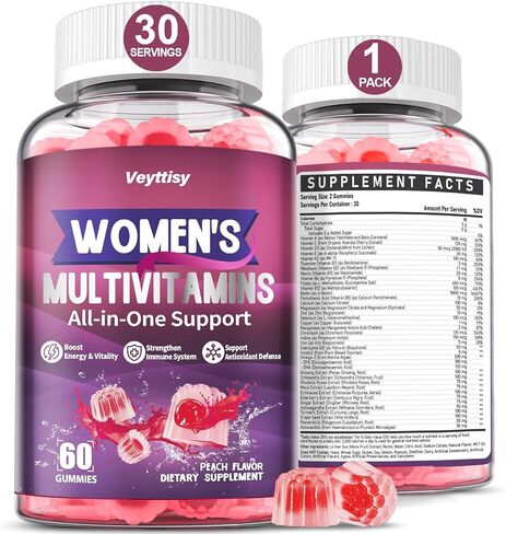 ميثيل متعدد الفيتامينات الصمغية للنساء - غومينات متعددة الفيتامينات مع الفيتامينات A C D E ، الفولات الميثيل ، البيوتين ، B مجمع ، الحديد ، COQ10 ، إينوسيتول - فيتامينات متعددة من أجل الطاقة ، الجمال ، المناعة in Kuwait