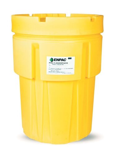 ENPAC 20-Gallon Poly-Overpack Salvage Drum, Yellow, Half-Turn Lid, Nestable, Durable in Kuwait