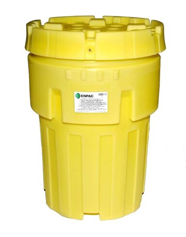 ENPAC 20-Gallon Poly-Overpack Salvage Drum, Yellow, Half-Turn Lid, Nestable, Durable in Kuwait