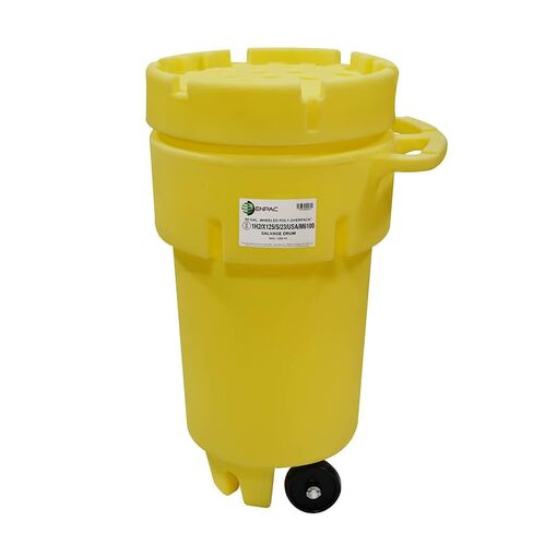 ENPAC 20-Gallon Poly-Overpack Salvage Drum, Yellow, Half-Turn Lid, Nestable, Durable in Kuwait