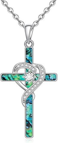 Fenthring Infinity Cross Necklace Sterling Silver Diamond Cubic Zirconia infinity Cross Netlaces for Women Cross Pendant Mothers Day Gifts in Saudi Arabia
