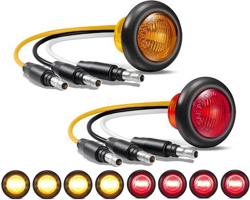 Partsam 3/4 بوصة مزدوجة وظيفة LED مصابيح LED - strobe + علامة ، [DOT معتمد] 12V إزالة الجانبية المقاومة للماء/انعطاف مصابيح الإشارة للمقطورات والشاحنات ، الشاحنات ، RVS ، ATV والحافلات (5pcs Amber + 5pcs Red) in Saudi Arabia