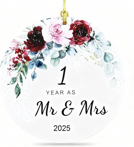 Jnglr زينة الزفاف للذكرى الخمسين 2024، 50 عامًا كزينة زفاف السيد والسيدة، هدية زفاف للوالدين، ديكورات الذكرى السنوية الخمسين هدايا الزفاف زينة عيد الميلاد على الوجهين أكريليك 3" in Kuwait