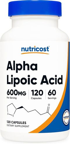 Nutricost Alpha Lipoic Acid 600mg ، 240 كبسولات نباتية - خالية من الغلوتين ، خالية من الصويا وغير المعدلة وراثيا ، 120 حصص (3 زجاجات) in Saudi Arabia
