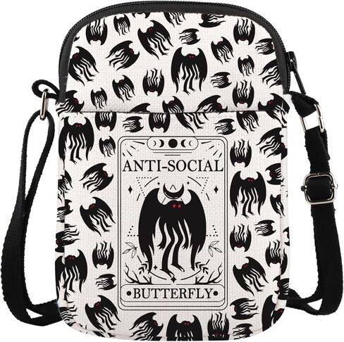 JXGZSO Mothman Tarot Tote Canvas Bag Antisocial Butterfly Tote Bag Cryptid Creature Gift Mothman Monster Merch in Saudi Arabia