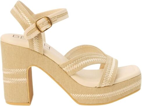 BEACH by Matisse Womens Adelaide Platform Block Ankle Strap Casual Sandals Casual High Heel 3" & Up - Beige in Saudi Arabia