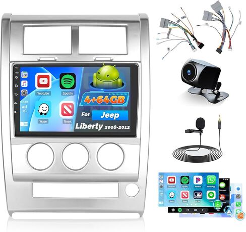 Roinvou [2G+64G] Android 13 Car Stereo for Jeep Liberty 2008 2009 2010 2011 2012 with Wireless Carplay Android Auto, 10.1" Touch Screen Car Radio Support GPS/WiFi/Bluetooth/26UI/Voice Control in Saudi Arabia