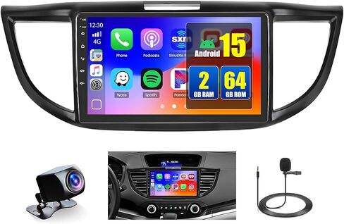 [4+64g] ستيريو راديو سيارة Android لـ Honda CRV 2012 2013 2014 2015 2016 راديو مع شاشة تعمل باللمس 9 بوصة ، كاميرا احتياطية Carplay/Android Auto/Mirror/DSP/Bluetooth+AHD. in Saudi Arabia