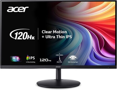 Acer 23.8 "مراقبة مكتب المنزل المهني | Full HD (1920 x 1080) | Ultra-Shin | Zero-Frame | ما يصل إلى 100 هرتز تحديث | 4ms (G إلى G) | Tilt | Hdmi & Vga Ports | in Kuwait