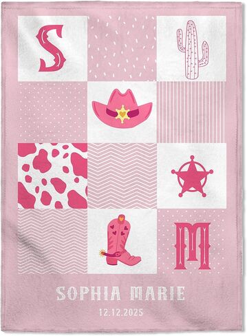 بطانيات أطفال شخصية Flochil ، بطانية مخصصة للأطفال - بطانية الطفل مع اسم الفتيات ، أفضل هدية للطفل ، Fleece Flush Flush (30x40) in Kuwait