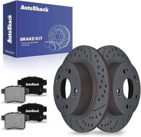 استبدال مجموعة الفرامل الخلفية Autoshack للفترة 2008-2017 هوندا أكورد 2009-2014 Acura TSX 2.4L 3.5L FWD حفر ومغطى بالزنك دوارات الفرامل المغلفة بالزنك المغلفة بوسائل الفرامل السيراميك 11.1 "(282 مم) BRKPKG002847 in Saudi Arabia
