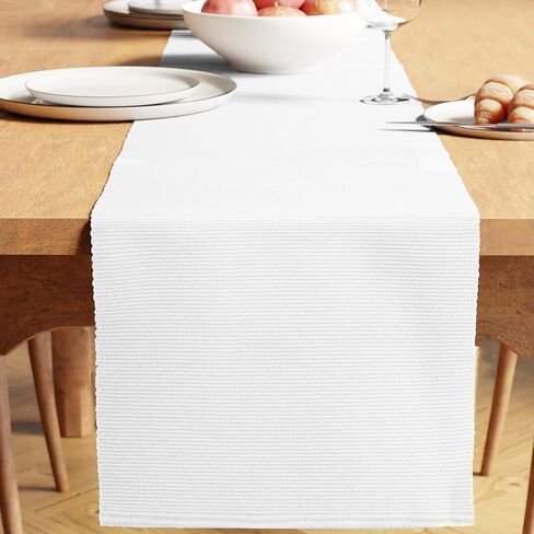 Encasa XO Dining Table Runner 13"x59" | Yarn Dyed Fine Ribbed Cotton | Solid Black | Machine Washable in Saudi Arabia