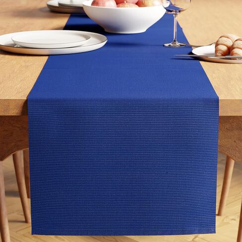 Encasa XO Dining Table Runner 13"x59" | Yarn Dyed Fine Ribbed Cotton | Solid Black | Machine Washable in Saudi Arabia