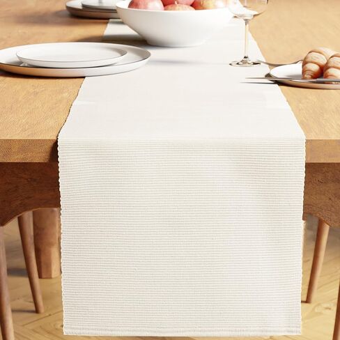 Encasa XO Dining Table Runner 13"x59" | Yarn Dyed Fine Ribbed Cotton | Solid Black | Machine Washable in Saudi Arabia