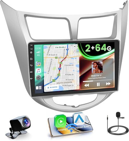 8 Core 4+64GB Android 15 Stereo Car Stereo لـ Hyundai Verna Accent Solaris Wireless Carplay Android Auto ، 9 '' 'Carnen Radio مع GPS ، WiFi ، 32EQ DSP ، 59 UI ، Bluetooth ، FM RDS ، كاميرا احتياطية ، كاميرا احتياطية in Kuwait