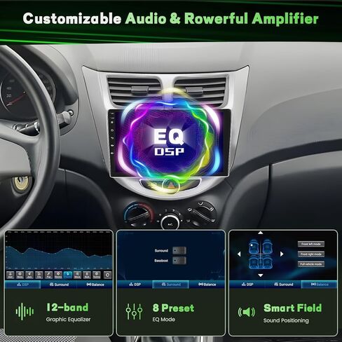 8 Core 4+64GB Android 15 Stereo Car Stereo لـ Hyundai Verna Accent Solaris Wireless Carplay Android Auto ، 9 '' 'Carnen Radio مع GPS ، WiFi ، 32EQ DSP ، 59 UI ، Bluetooth ، FM RDS ، كاميرا احتياطية ، كاميرا احتياطية in Kuwait