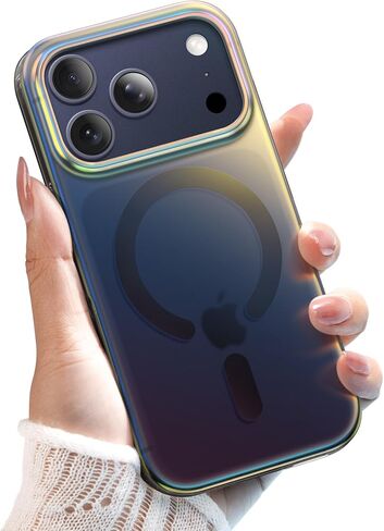 Jetech Iridescent Case لـ iPhone 17 Pro 6.3 بوصة متوافقة مع Magsafe ، والتصميم الفريد والجمالي اللطيف ، والغطاء الهاتفي الظهر الفلورسنت الملون الخلفي (أسود قزحيات) in Kuwait