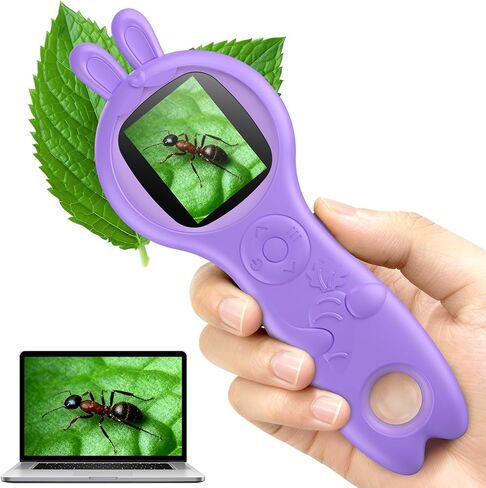 المجهر للأطفال ، ألعاب مجموعة العلوم التعليمية الكاميرا الزجاجية الرقمية المكبرة باليد ، Macro Fix Focus Mini Microscopes 500x التكبير ، تكبير 4x ، التعلم التفاعلي in Kuwait