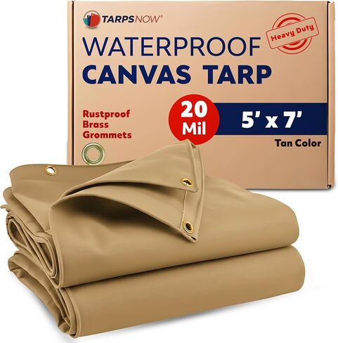 TARPS الآن 6 × 10 أقدام قماش مقاوم للماء TARP | 20 مل من الدرجة التجارية ، والخدمة الشاقة ، مقاومة للدموع ، نحاس عازف الصدأ ، الحواف المعززة | مثالي للبناء ، النقل بالشاحنات ، التصنيع - اللون in Kuwait