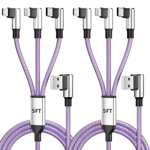 Multi Charging Cable Travel Essentials (2 Pack, 4FT）3 in 1 Charging Cable for Multiple Devices USB A to Lightning/USB C/Micro USB Nylon Braided Compatible for iPhone 17-11 Series/ Galaxy/Android/iPads in Saudi Arabia