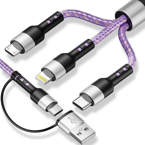 Multi Charging Cable Travel Essentials (2 Pack, 4FT）3 in 1 Charging Cable for Multiple Devices USB A to Lightning/USB C/Micro USB Nylon Braided Compatible for iPhone 17-11 Series/ Galaxy/Android/iPads in Saudi Arabia