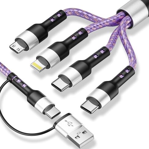Multi Charging Cable Travel Essentials (2 Pack, 4FT）3 in 1 Charging Cable for Multiple Devices USB A to Lightning/USB C/Micro USB Nylon Braided Compatible for iPhone 17-11 Series/ Galaxy/Android/iPads in Saudi Arabia
