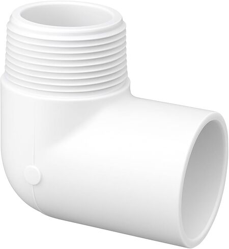 موصل أنبوب الكوع PVC 90 درجة - 1 بوصة MNPT خيط أنبوب ذكر × 1 بوصة مقبس منزلق 90 درجة كوع شارع SCH 40 لخط مياه الصرف الصحي المنزلي - أبيض in Saudi Arabia