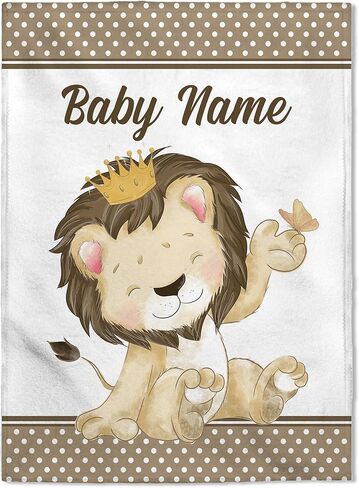 بطانية طفل مخصصة للبنين ، بطانية مخصصة للطفل مع الاسم ، أسد بطانية للأطفال مخصصة ، هدية للطفل ، المولود الجديد ، استحمام الطفل in Kuwait