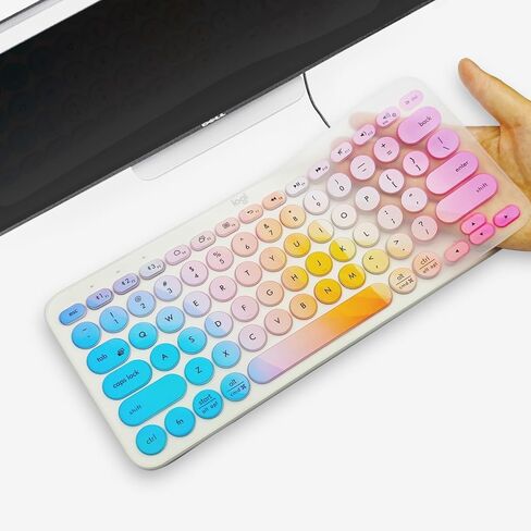 Premium Ultra Thin Silicone Keyboard Protector,Compatible with Logitech K380 Ergonomic Wireless Keyboards,US Layout,Black in Kuwait