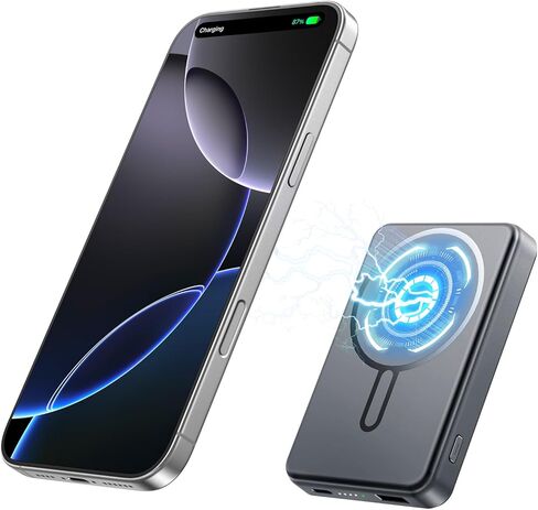 بالنسبة إلى Magsafe Power Bank 12000mAh ، 15W شاحن محمول مغناطيسي لاسلكي ، 20 واط PD الشحن السريع ، حزمة بطارية فائقة slim لجهاز iPhone 17/16/15/14/13/12 ، Travel Essential (Gray) in Kuwait