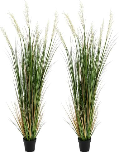 Jexine 4 Pcs Tall Artificial Grass Plant Potted Artificial Greenery Floor Plants Faux Pampas Grass Tall in Pot for Housewarming Gift House Garden Bathroom Lobby Outdoor Decoration (4 ft) in Saudi Arabia