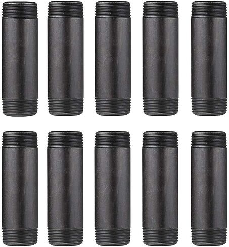 10 Pack 1 Inches x 6 Inches Black Malleable Steel Nipples Fitting, DIY Steampunk Industrial Vintage Style. in Saudi Arabia